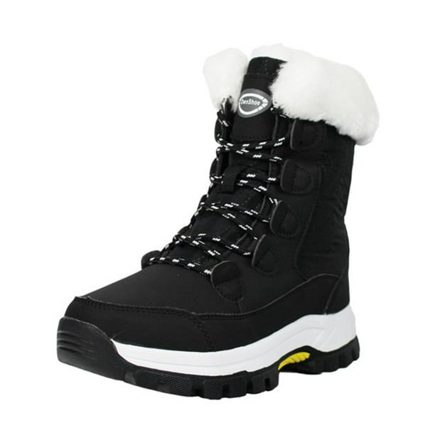 Winter Snow Mens Ankle Boots Shoes Fur Inside Warm Outdoor Walking Sports Flat D